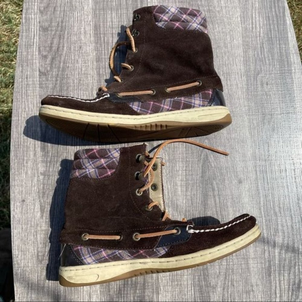 Sperry Brown Suede Fair Isle Top Sider Lace Up Boots Size 7M - Picture 3 of 8